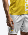 Young Latino Man Wearing a Crew Neck Soccer Jersey and Shorts Mockup