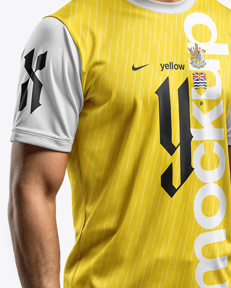 Young Latino Man Wearing a Crew Neck Soccer Jersey and Shorts Mockup