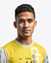 Young Latino Man Wearing a Crew Neck Soccer Jersey and Shorts Mockup