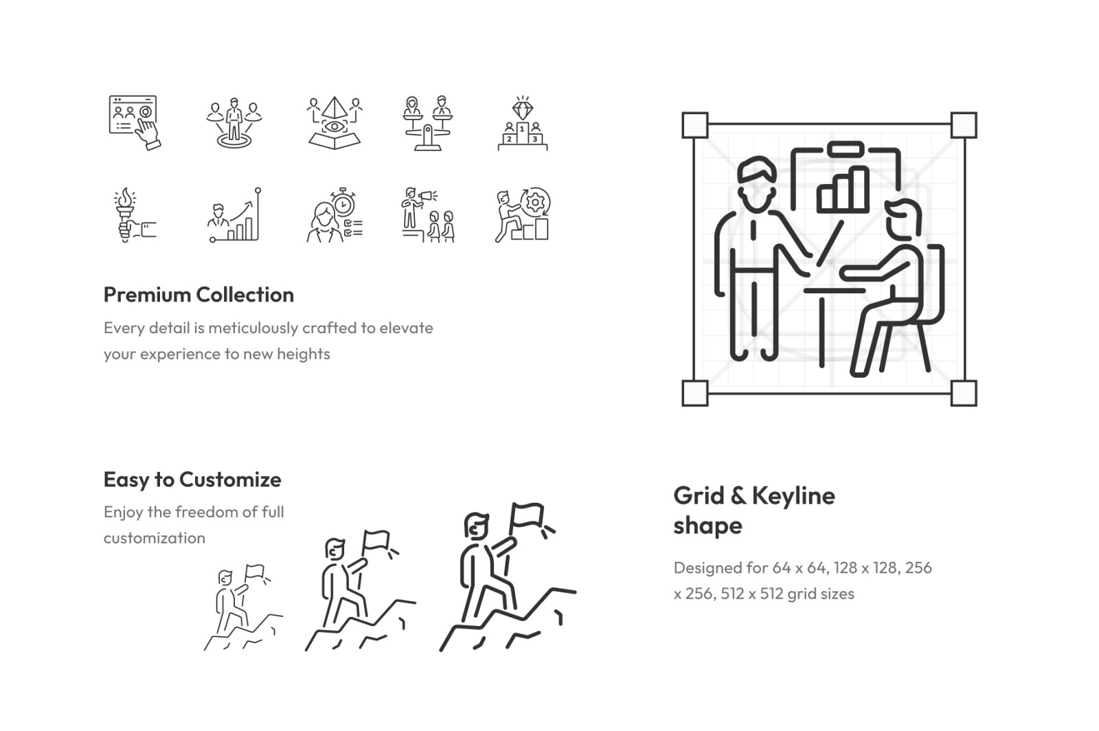 Leadership Outline Icon Set
