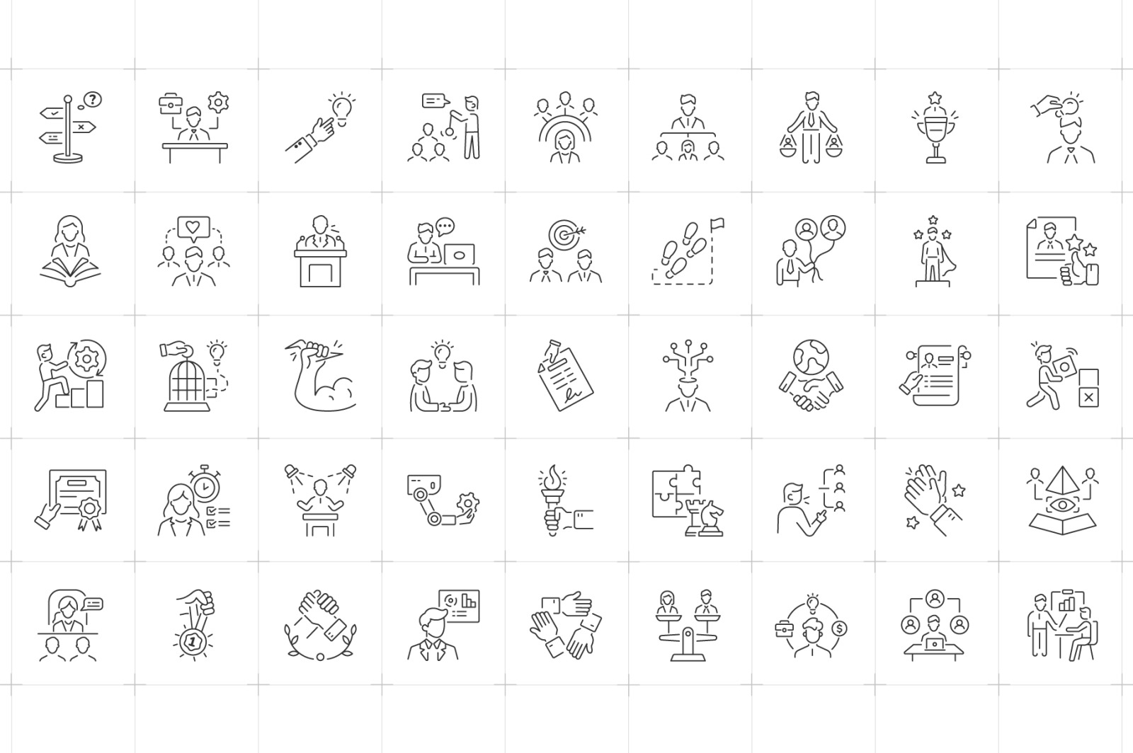 Leadership Outline Icon Set