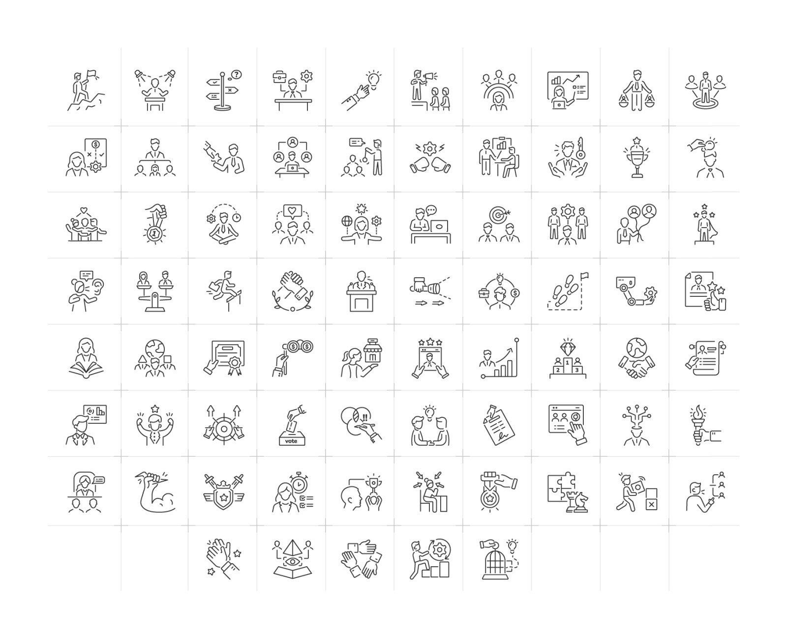 Leadership Outline Icon Set