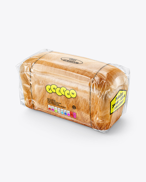 Clear Plastic Packaging with Bread Mockup