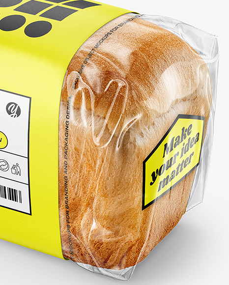 Clear Plastic Packaging with Bread Mockup