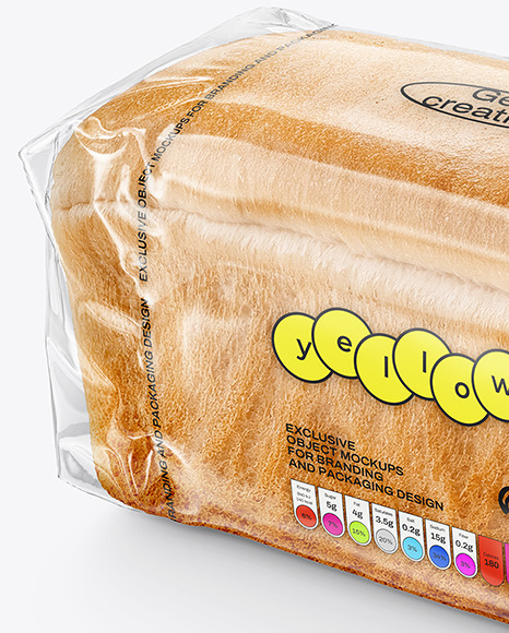 Clear Plastic Packaging with Bread Mockup