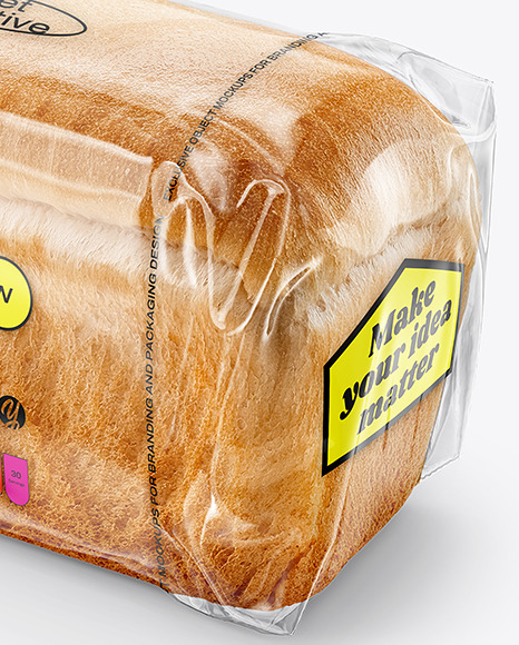 Clear Plastic Packaging with Bread Mockup
