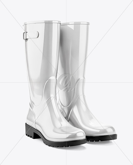 Rain Boots with Straps Mockup