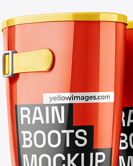 Rain Boots with Straps Mockup