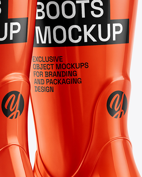 Rain Boots with Straps Mockup