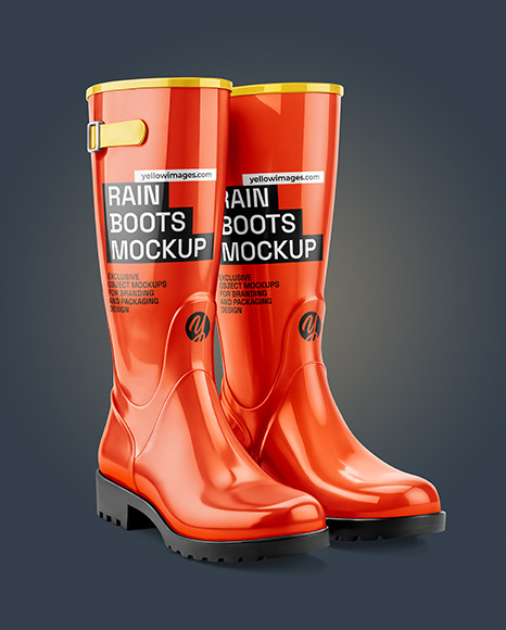 Rain Boots with Straps Mockup