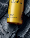 Spray Bottle On Black Stones Mockup