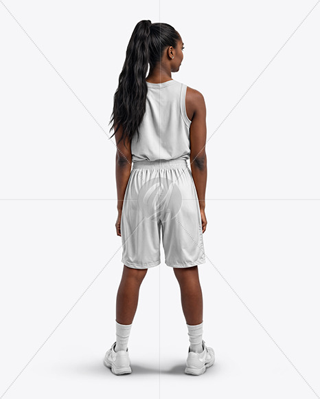 Young Black Woman Wearing a Full Basketball Kit Mockup