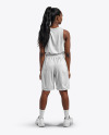 Young Black Woman Wearing a Full Basketball Kit Mockup
