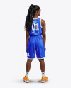 Young Black Woman Wearing a Full Basketball Kit Mockup