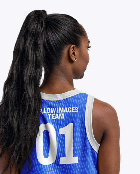 Young Black Woman Wearing a Full Basketball Kit Mockup