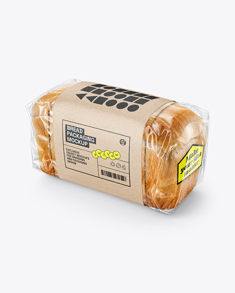 Clear Plastic Packaging with Bread Mockup - Bread pack