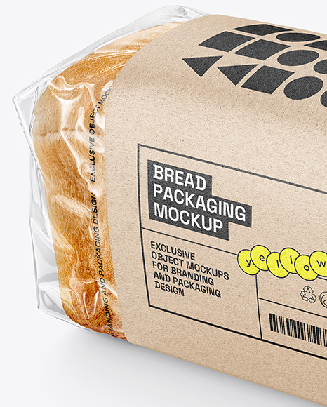 Clear Plastic Packaging with Bread Mockup