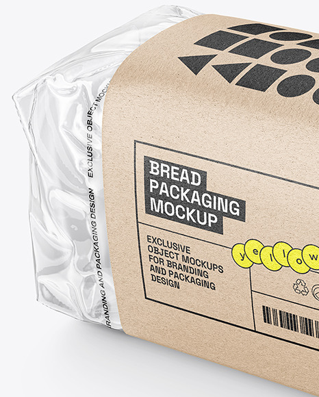 Clear Plastic Packaging with Bread Mockup