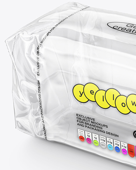Clear Plastic Packaging with Bread Mockup