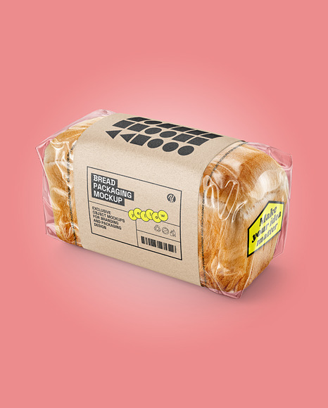 Clear Plastic Packaging with Bread Mockup