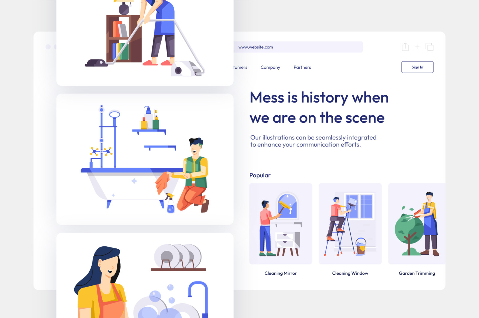 Cleaning Vector Illustration Set Cleaning Vector Illustration Set