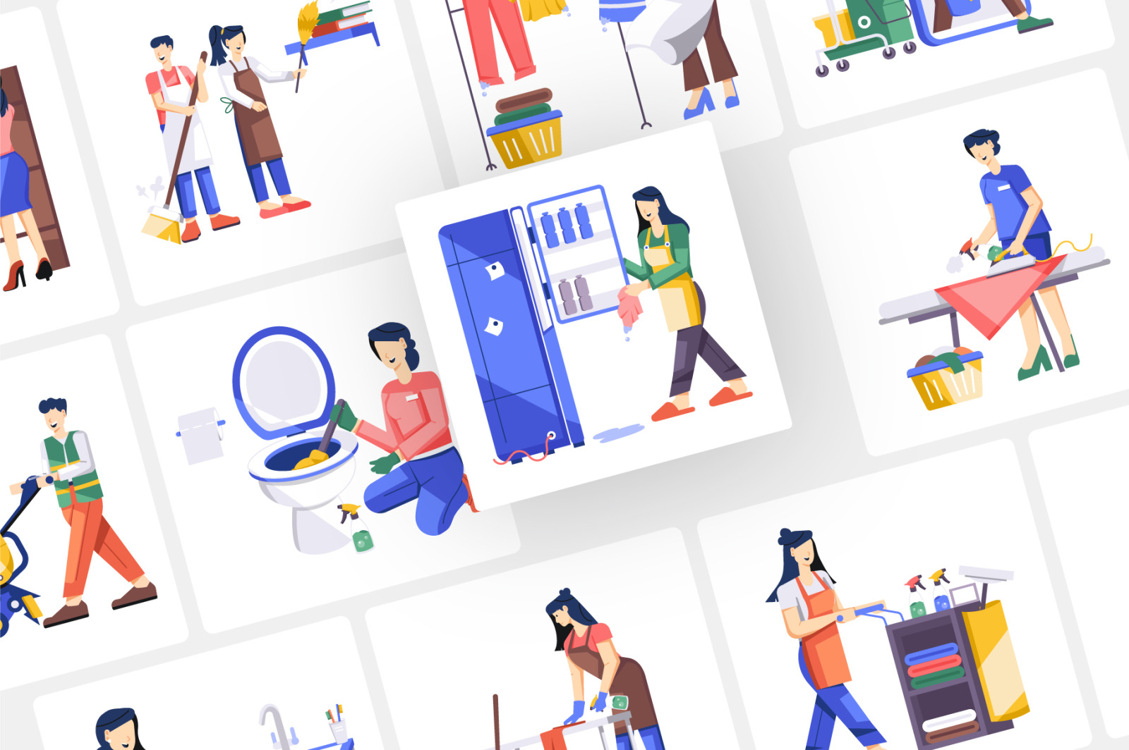 Cleaning Vector Illustration Set Cleaning Vector Illustration Set