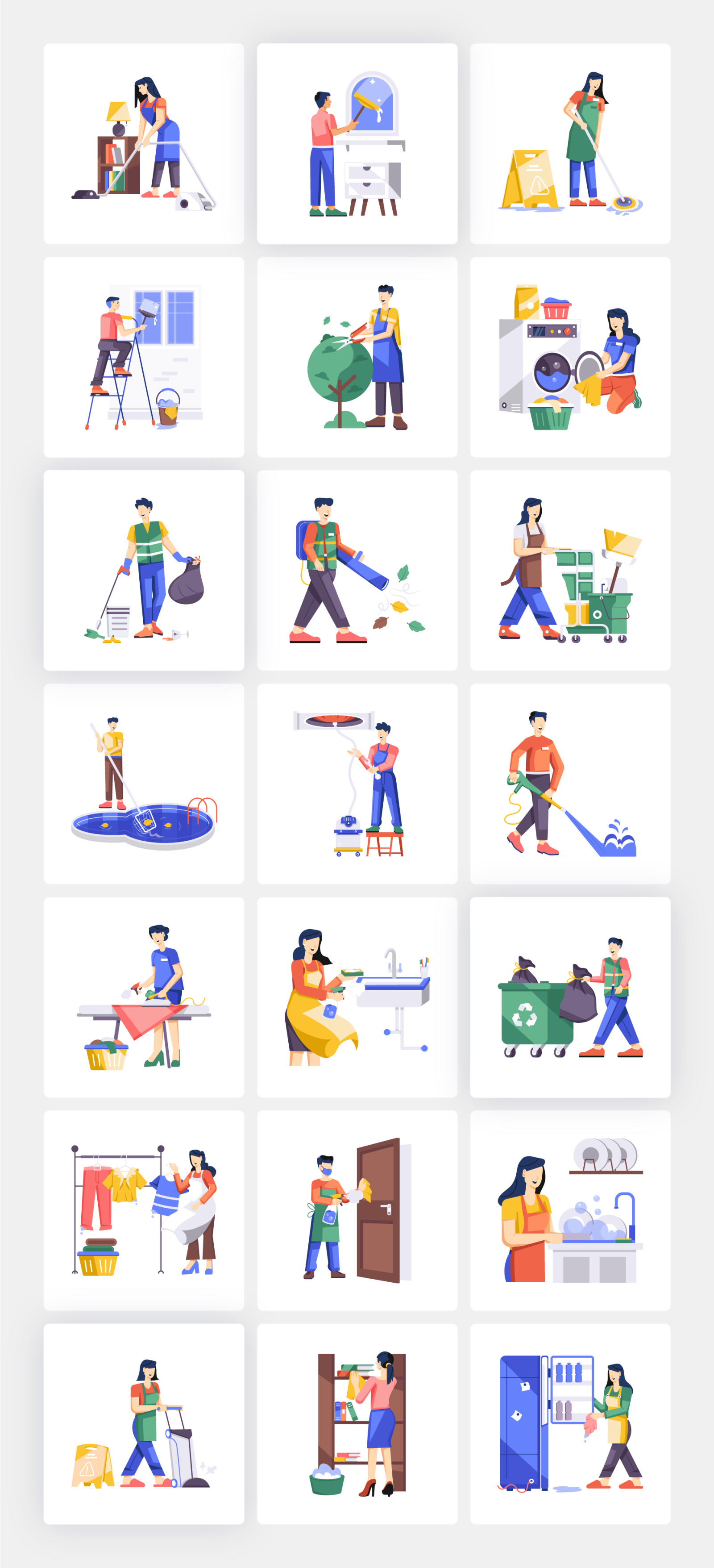 Cleaning Vector Illustration Set Cleaning Vector Illustration Set
