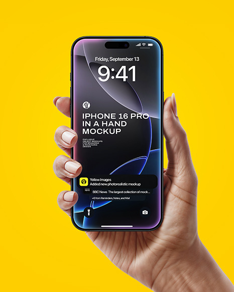 iPhone 16 Pro Black Titanium in a Hand Mockup