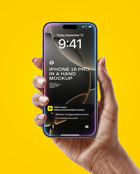 iPhone 16 Pro Natural Titanium in a Hand Mockup
