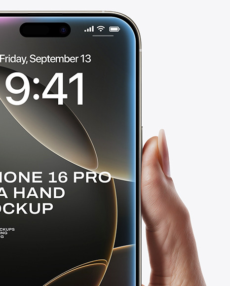 iPhone 16 Pro Natural Titanium in a Hand Mockup
