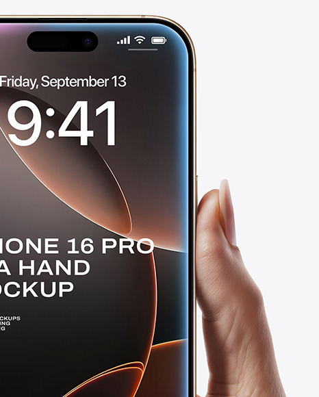 iPhone 16 Pro Desert Titanium in a Hand Mockup