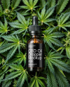 CBD Oil Dropper on a Hemp Leaves Mockup