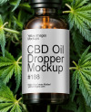 CBD Oil Dropper on a Hemp Leaves Mockup