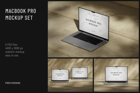 Apple MacBook Pro Mockup Set - Mobile apps