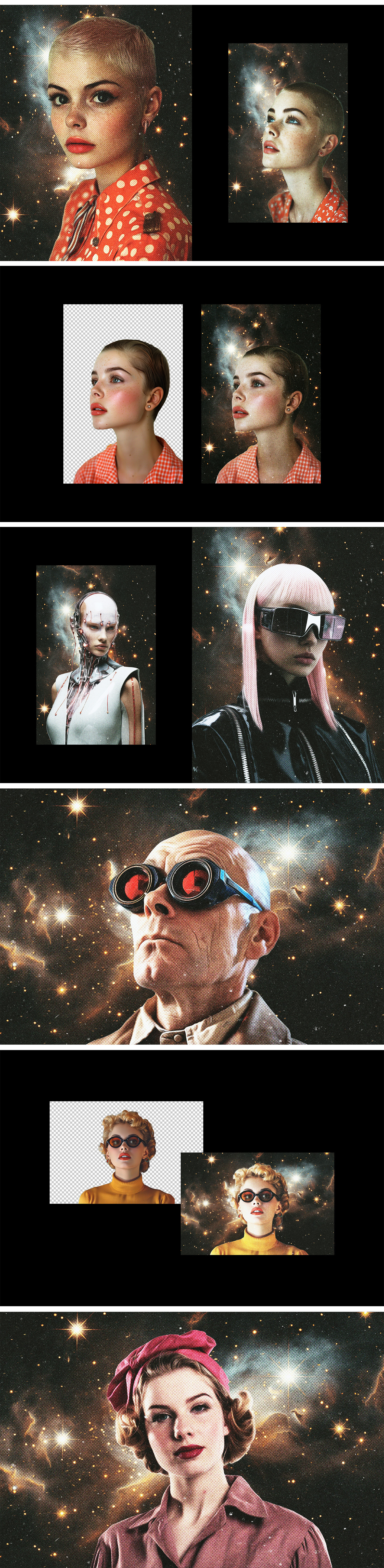 Space Halftone Collage Photo Effect Space Halftone Collage Photo Effect