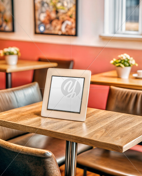 QR Code Scan Stand at the Restaurant Mockup