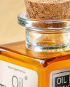 Orange Oil Tincture Square Bottle on a Wooden Board with Herbs Mockup