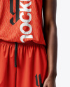 Curly Black Woman Wearing a Full Basketball Kit Mockup