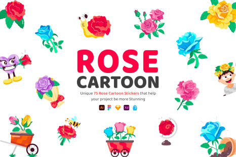 Rose Cartoon Stickers - Design