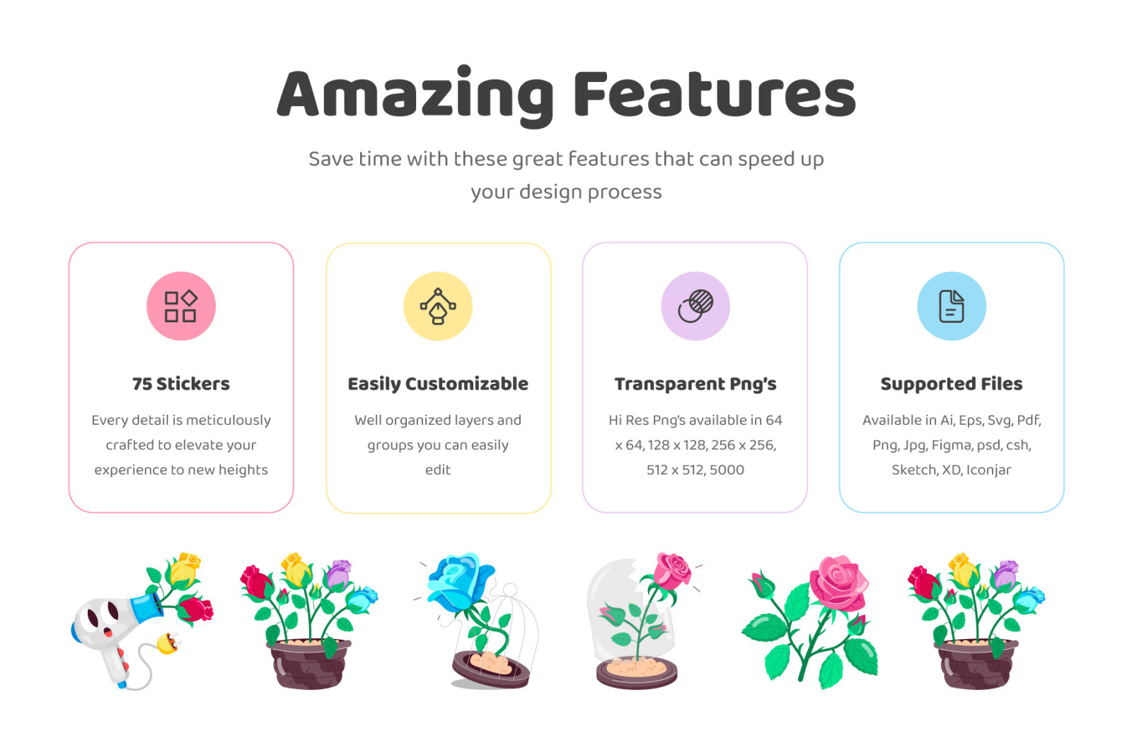 Rose Cartoon Stickers Rose Cartoon Stickers