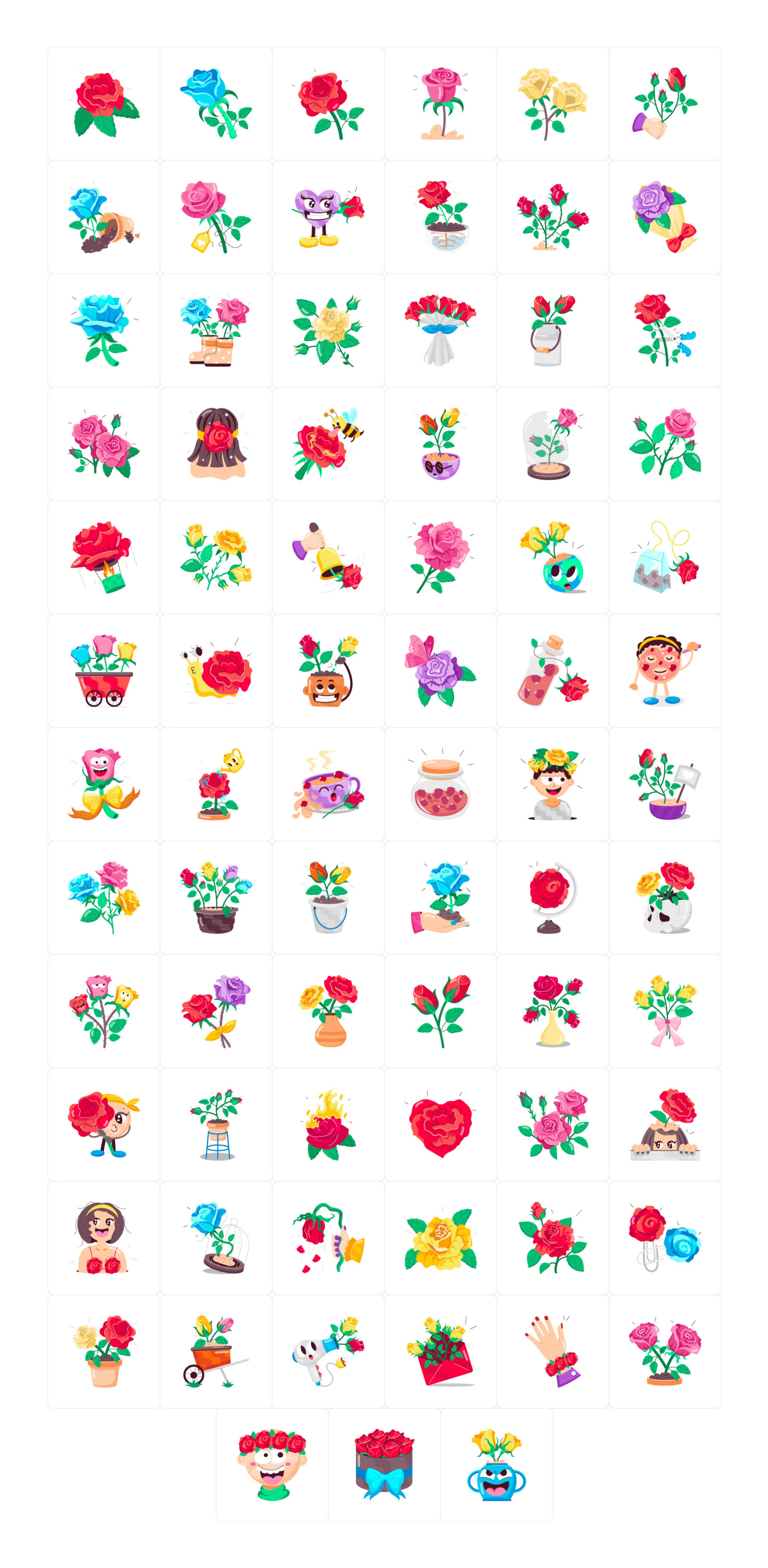 Rose Cartoon Stickers Rose Cartoon Stickers
