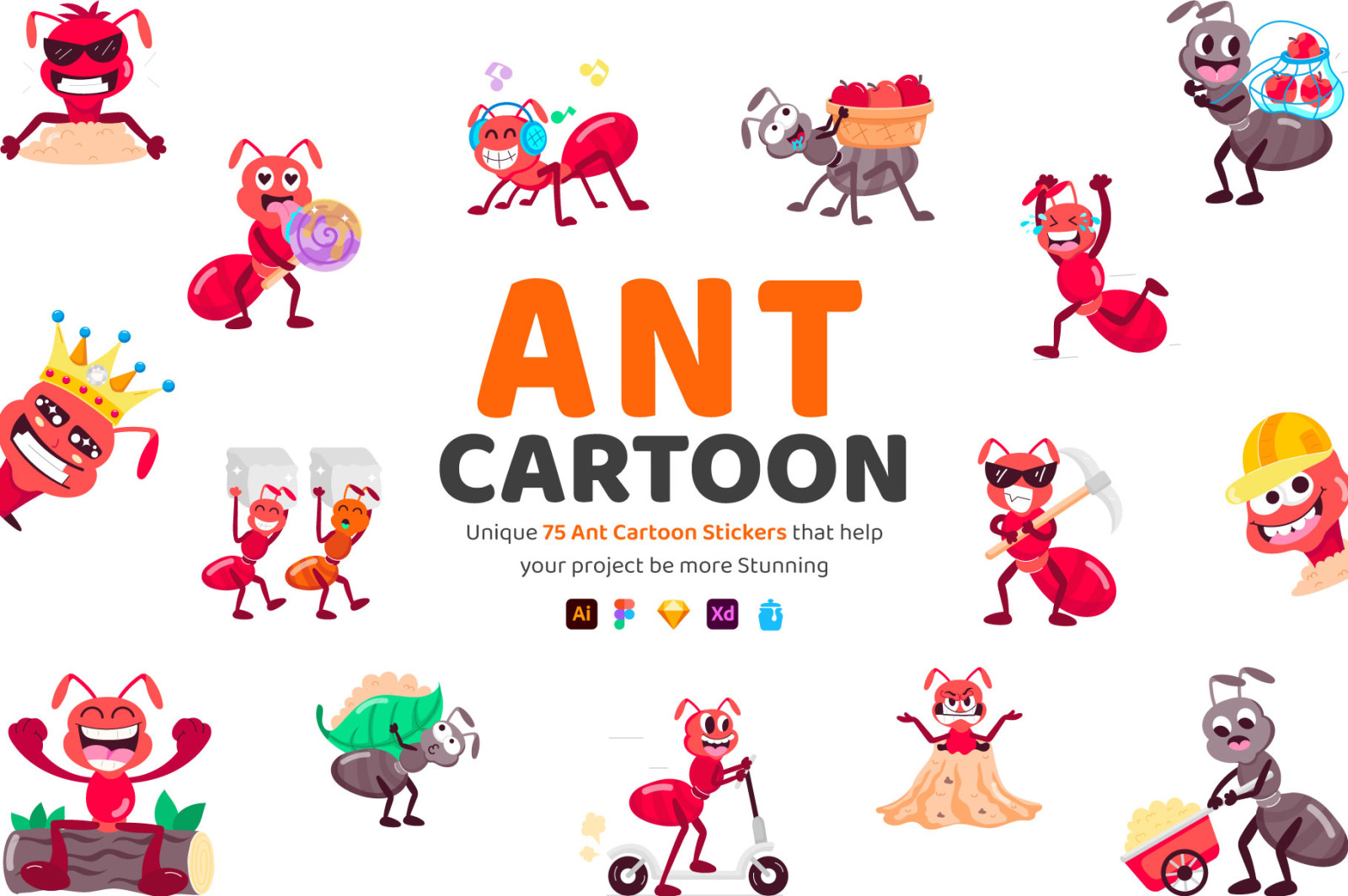 Ant Cartoon Stickers Pack Ant Cartoon Stickers Pack