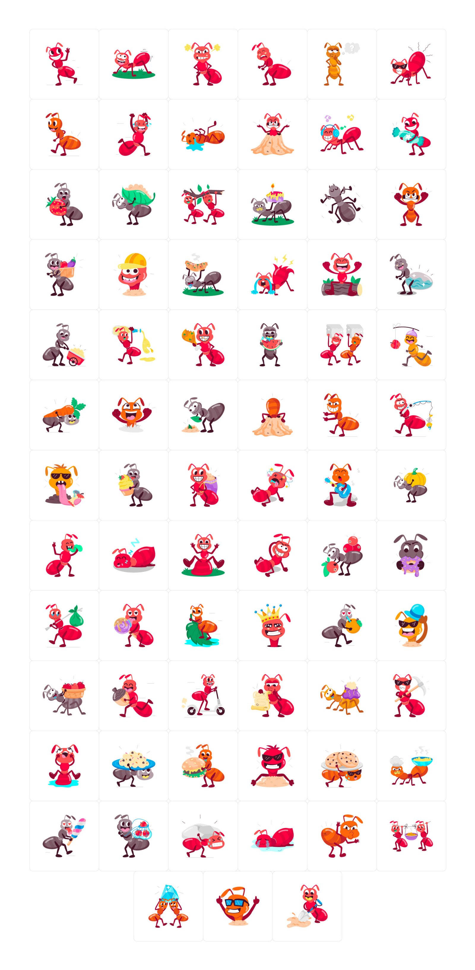 Ant Cartoon Stickers Pack Ant Cartoon Stickers Pack