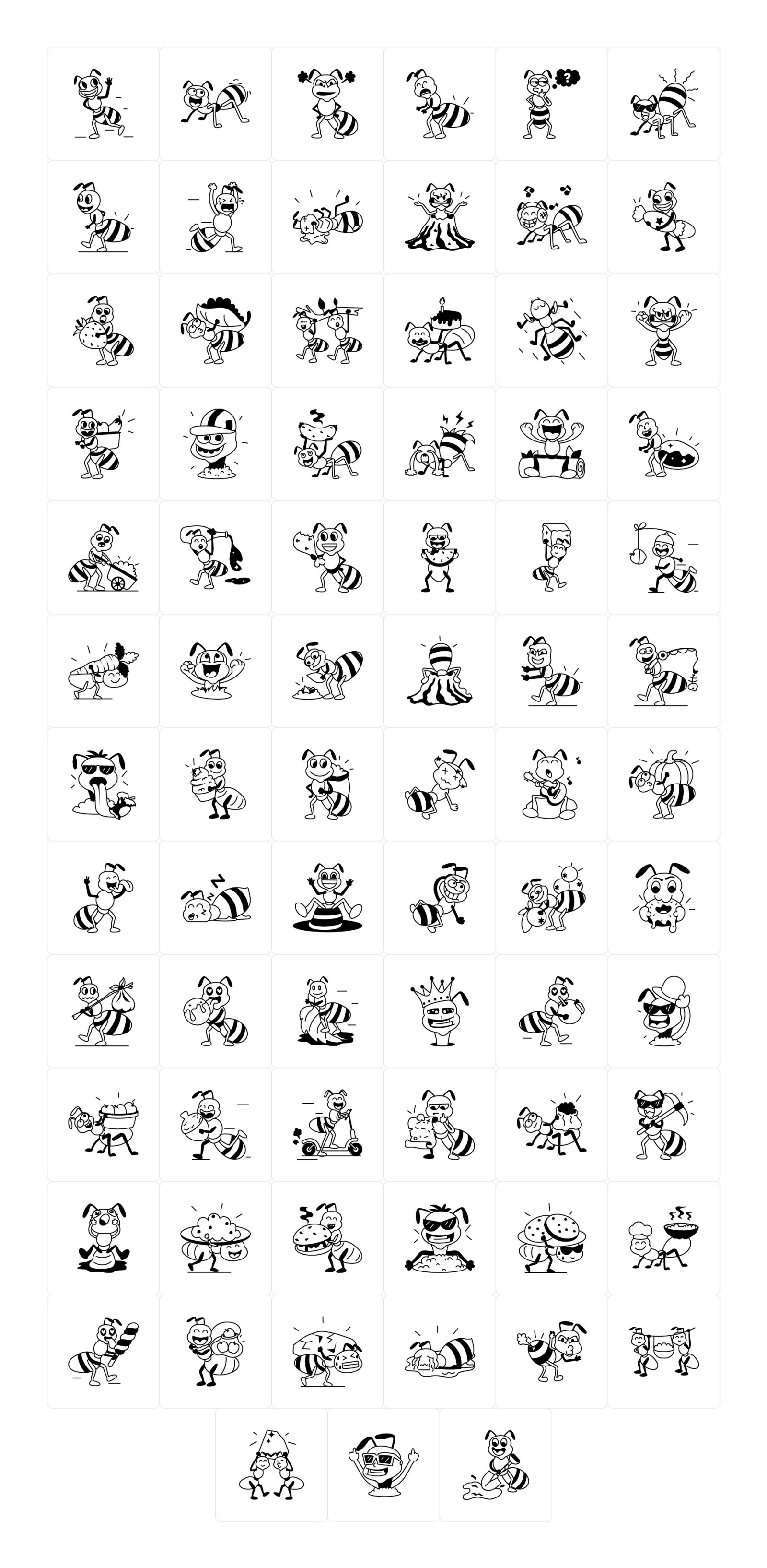 Ant Cartoon Stickers Pack Ant Cartoon Stickers Pack