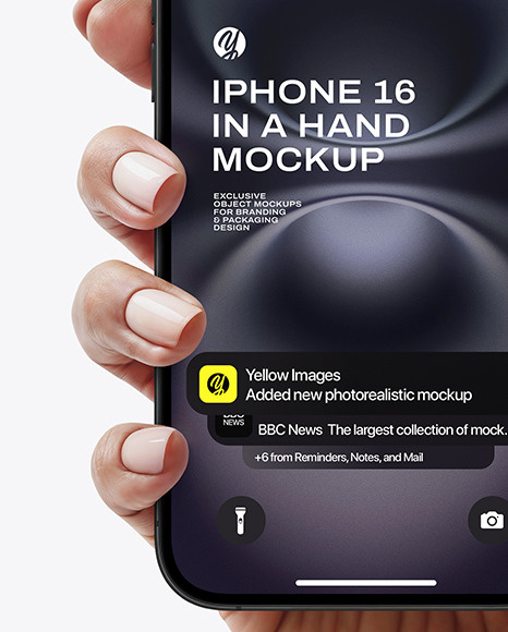 iPhone 16 Black in a Hand Mockup