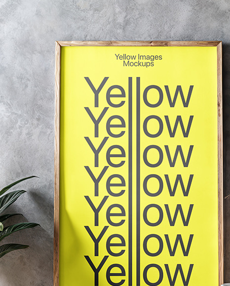 Wooden Framed Poster in a Room with Plants Mockup