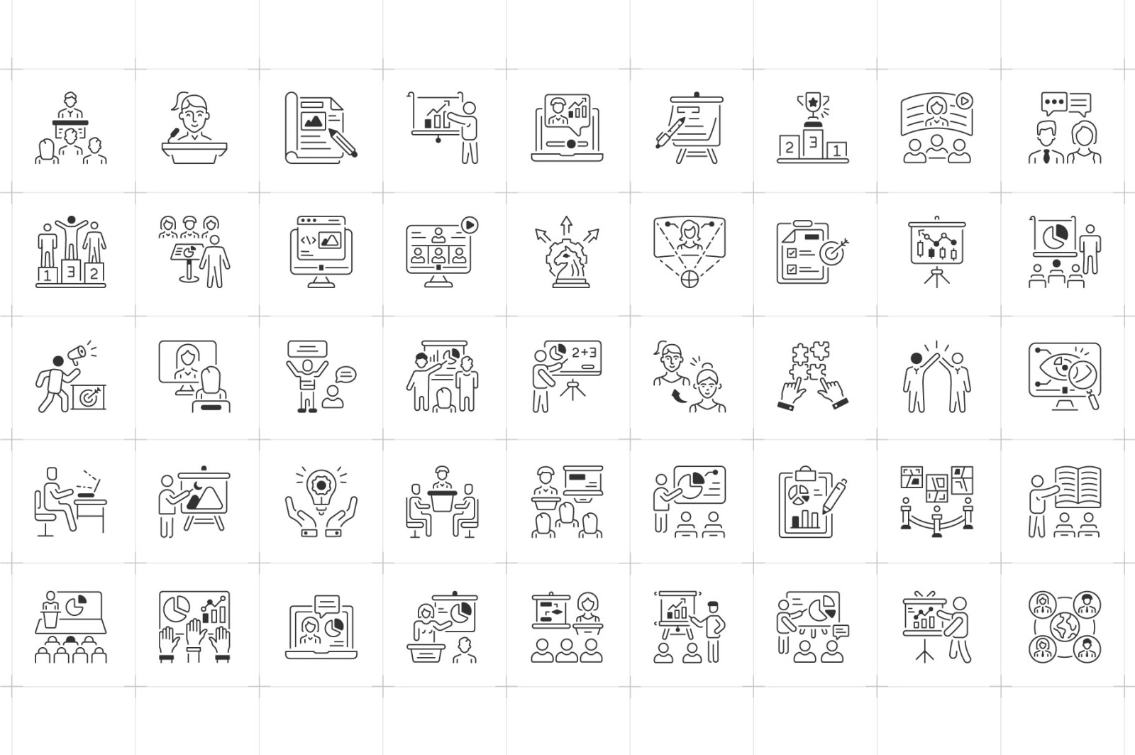 Presentation Outline Icon Set Presentation Outline Icon Set