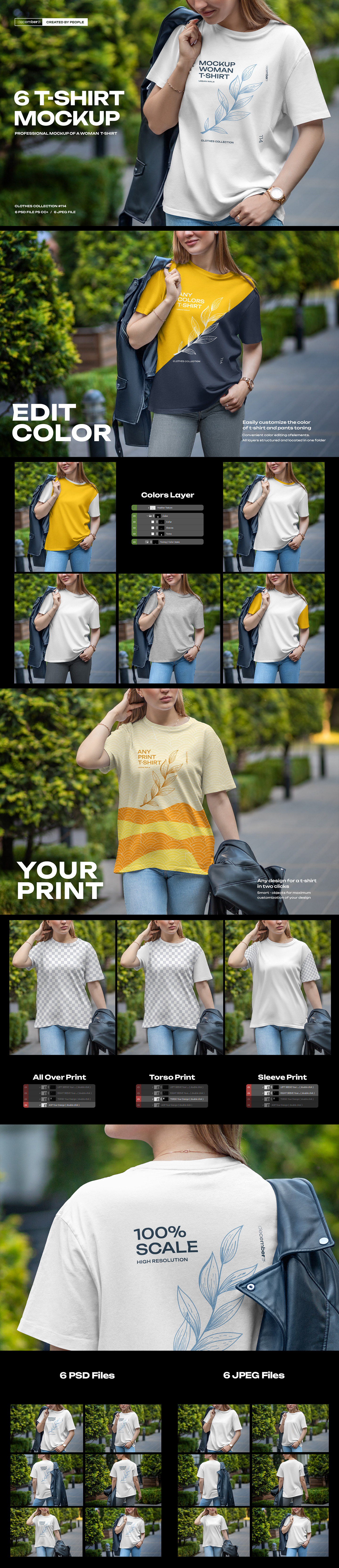 6 Mockups T-Shirt on a Girl on the Walk 6 Mockups T-Shirt on a Girl on the Walk