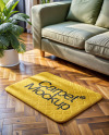 Rectangular Floor Mat Next to Sofa Mockup