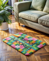 Rectangular Floor Mat Next to Sofa Mockup